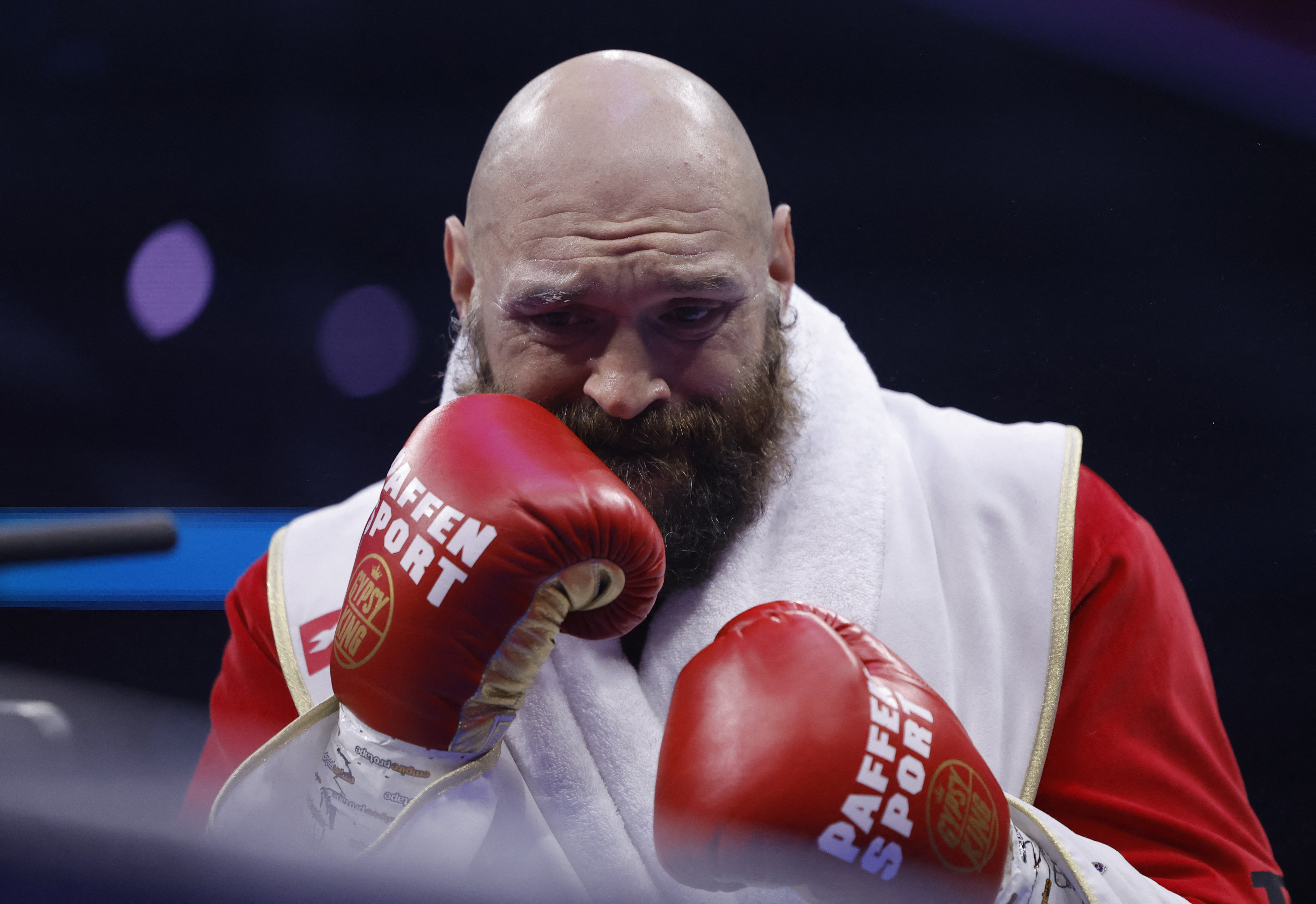 Tyson Fury reacts.