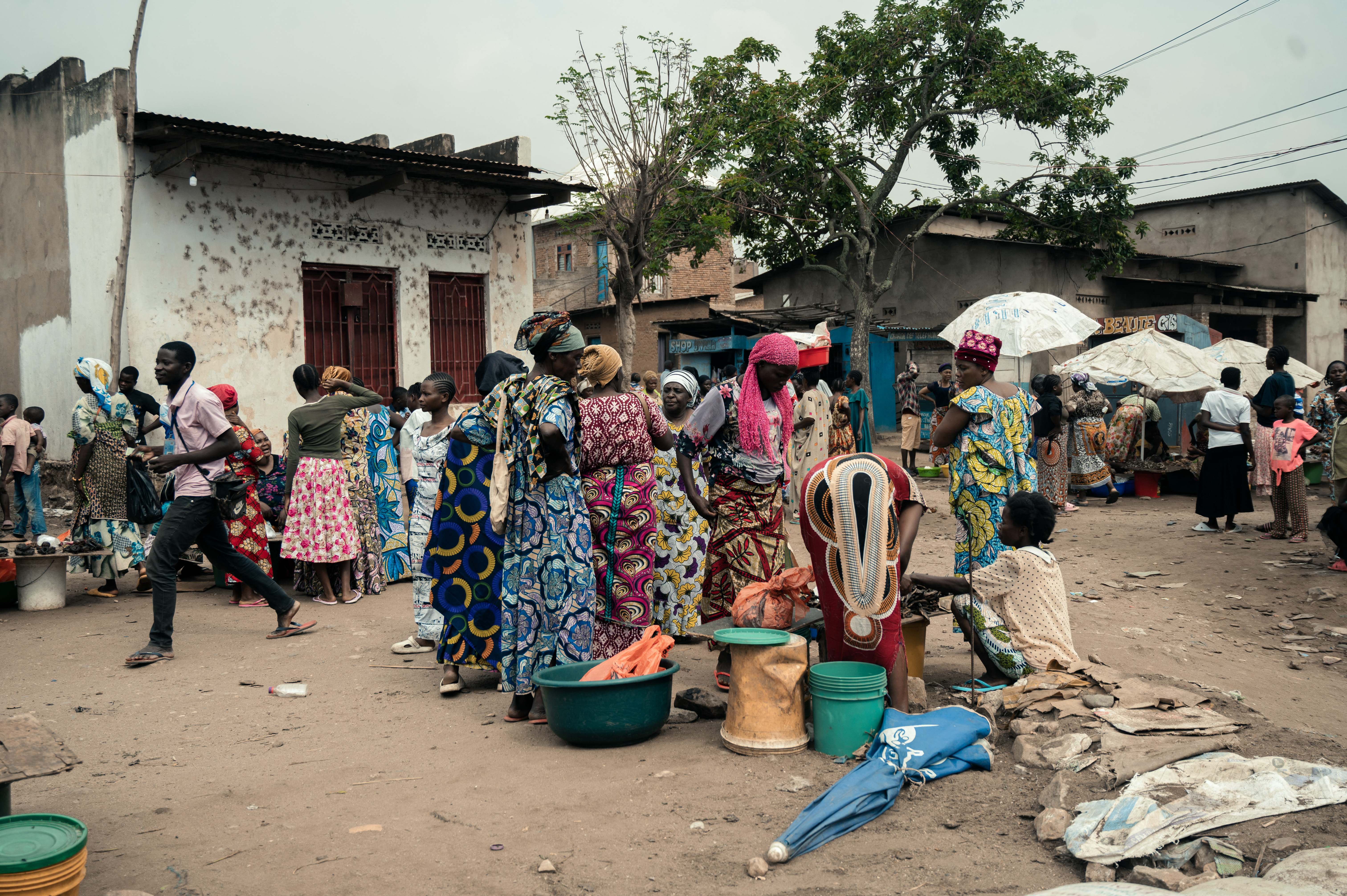 Residents shop at a local market.
