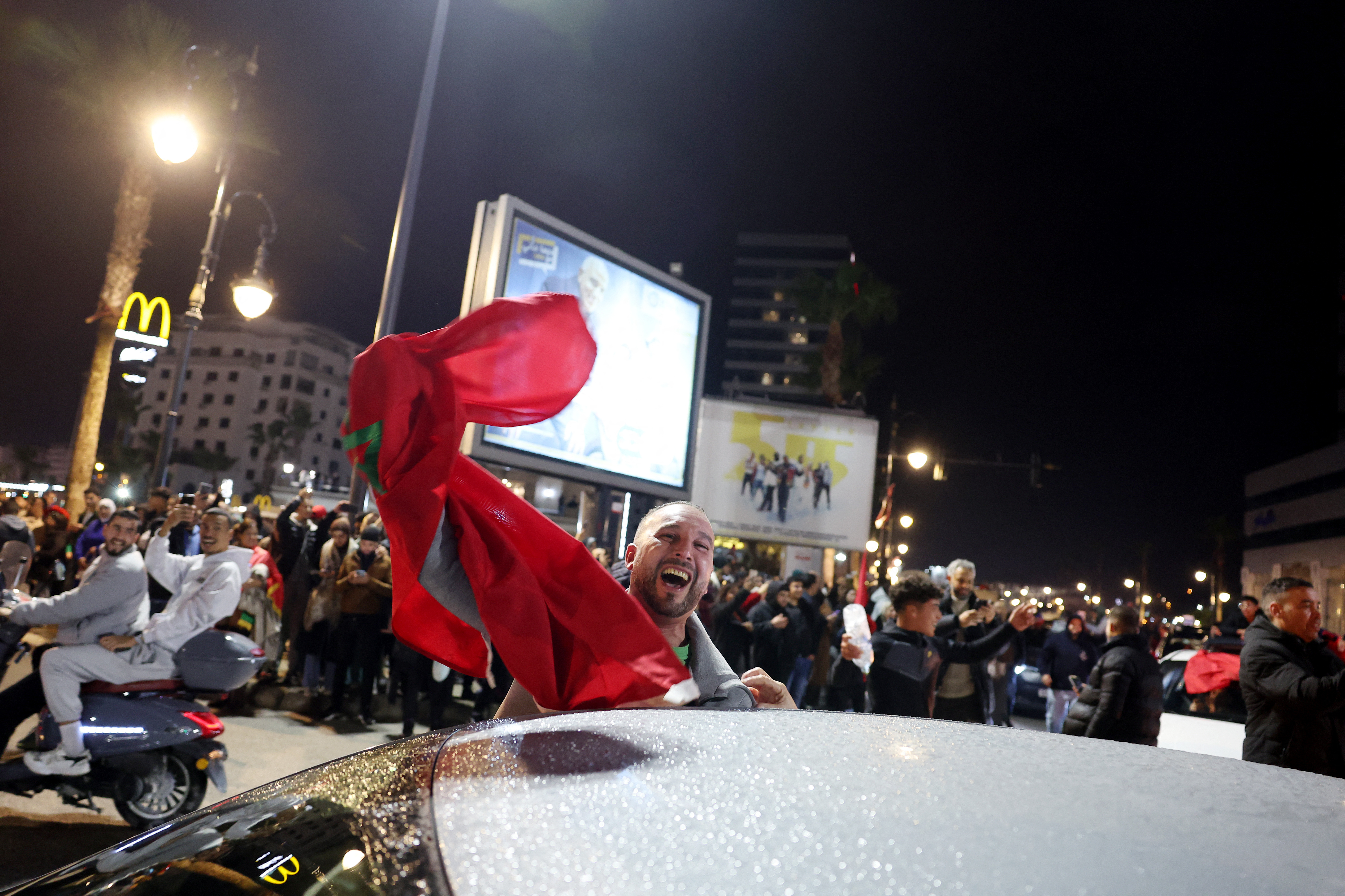 Morocco and Senegal celebrate advancing to the AFCON final showdown
