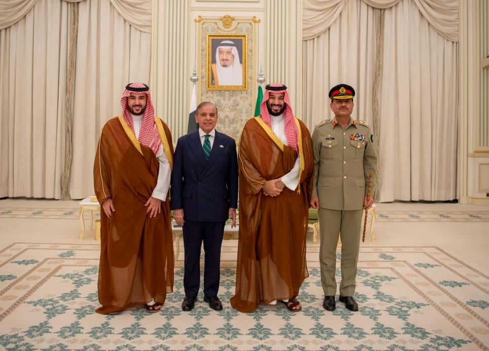 Pakistan and Saudi Arabia signed a defence agreement on September 17 in Riyadh [Handout/Pakistan Prime Minister's Office]