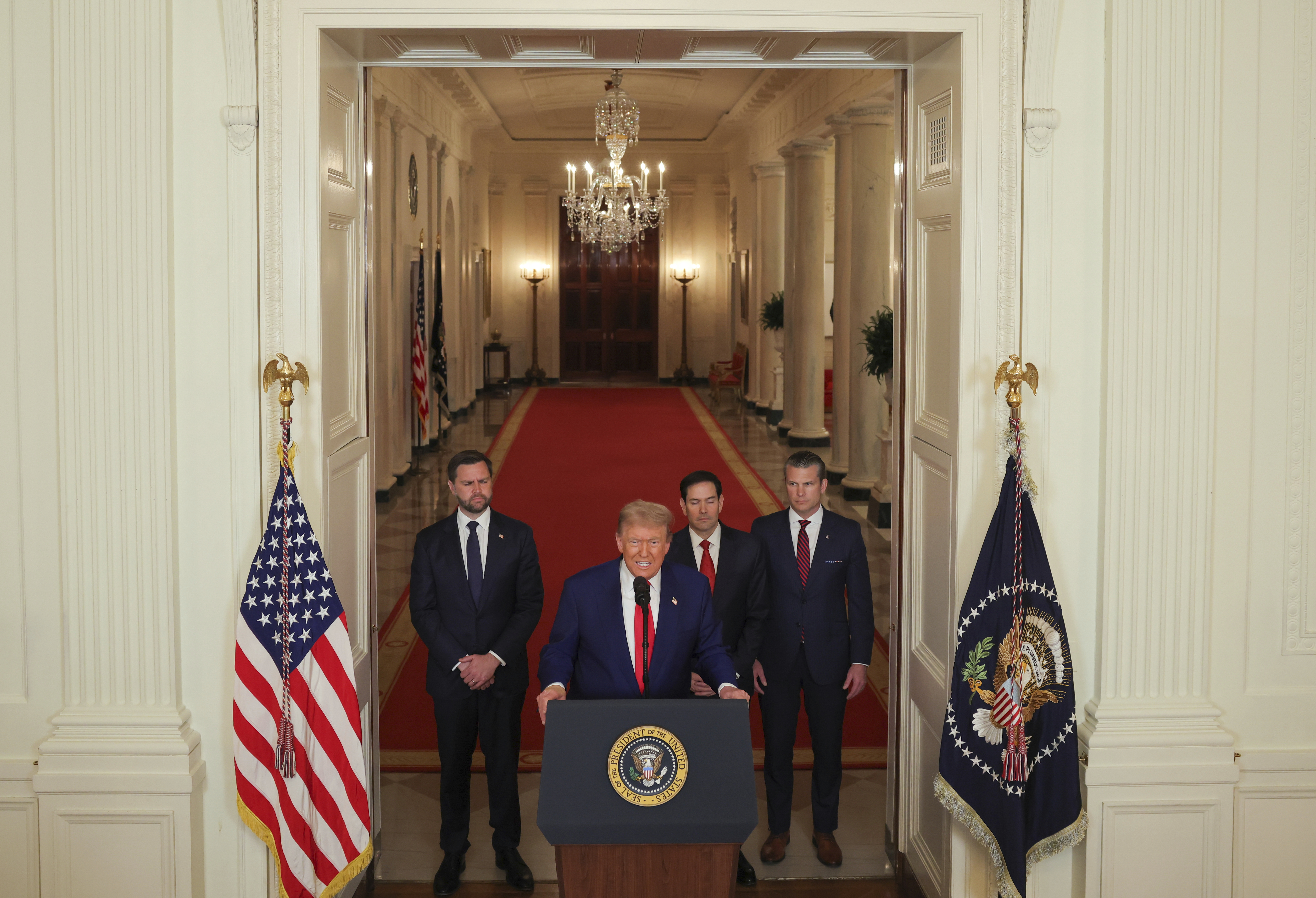 Trump gives a news conference in the White House