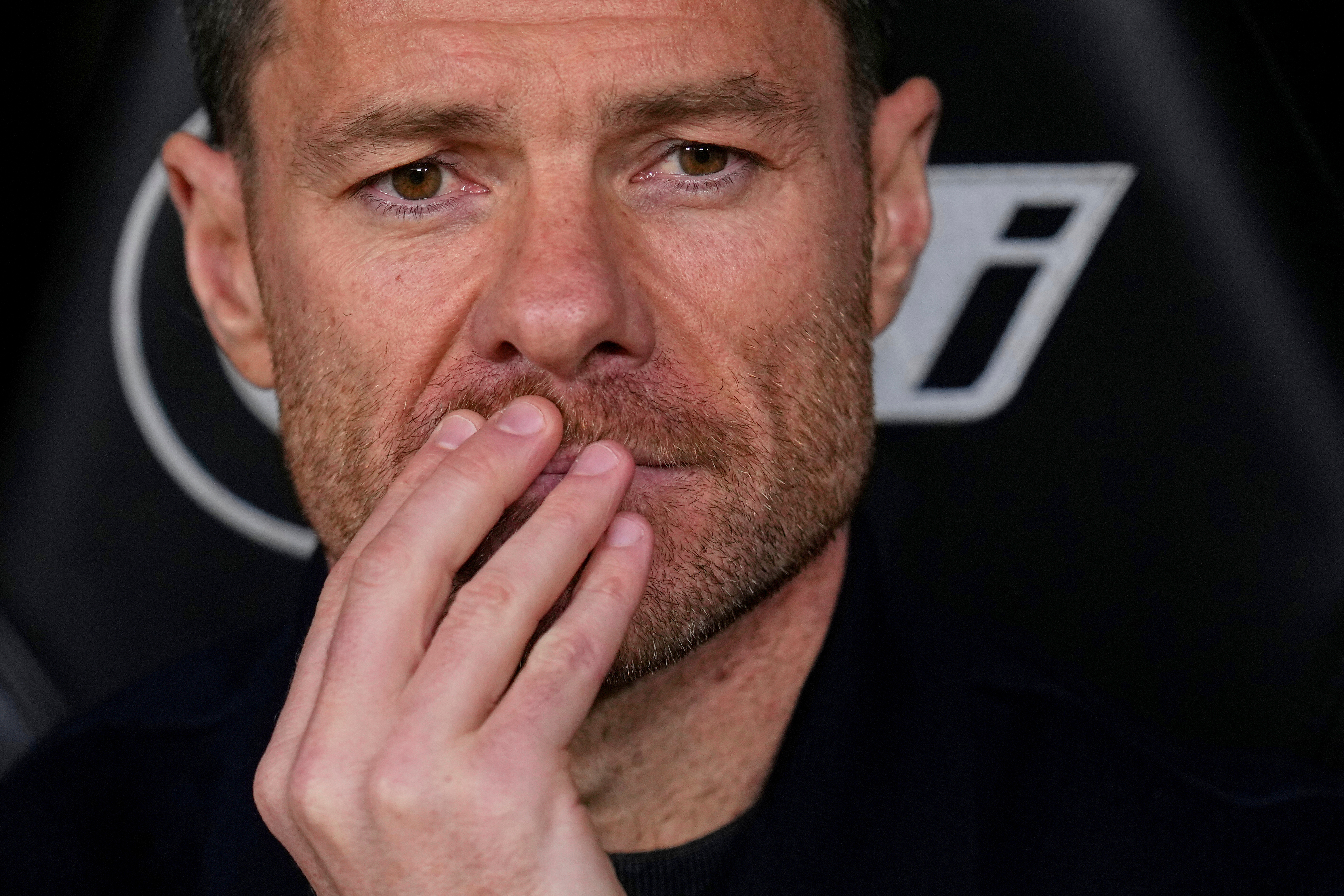 FILE - Real Madrid's head coach Xabi Alonso looks on ahead of the Spanish La Liga soccer match between Real Madrid and Sevilla in Madrid, Spain, on Dec. 20, 2025. (AP Photo/Manu Fernandez, File)