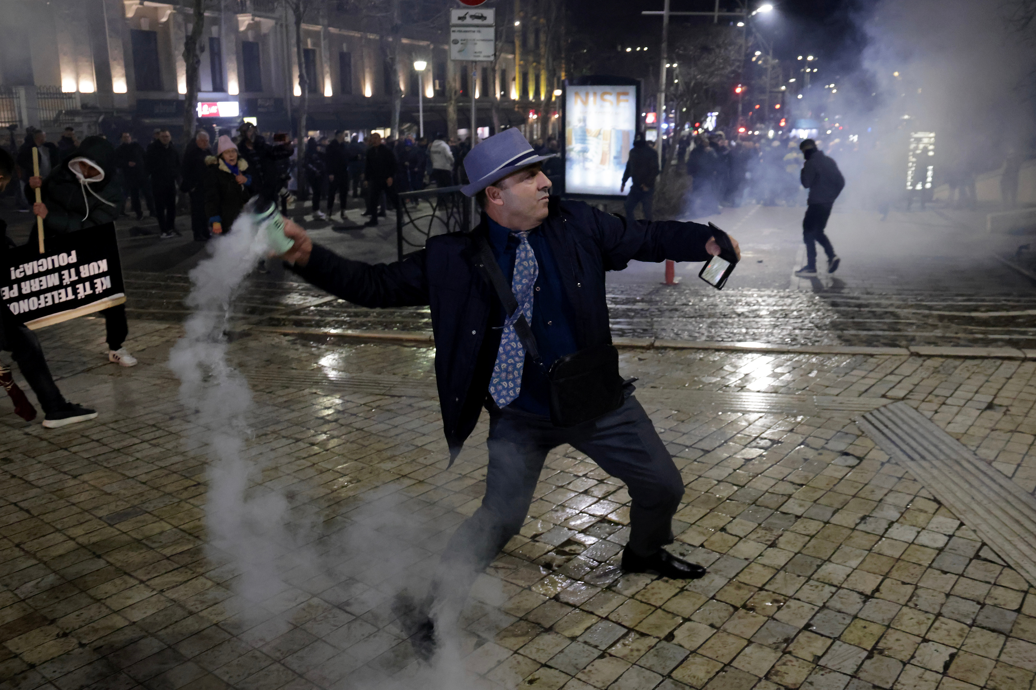 Clashes erupt at anti-government protest in Tirana