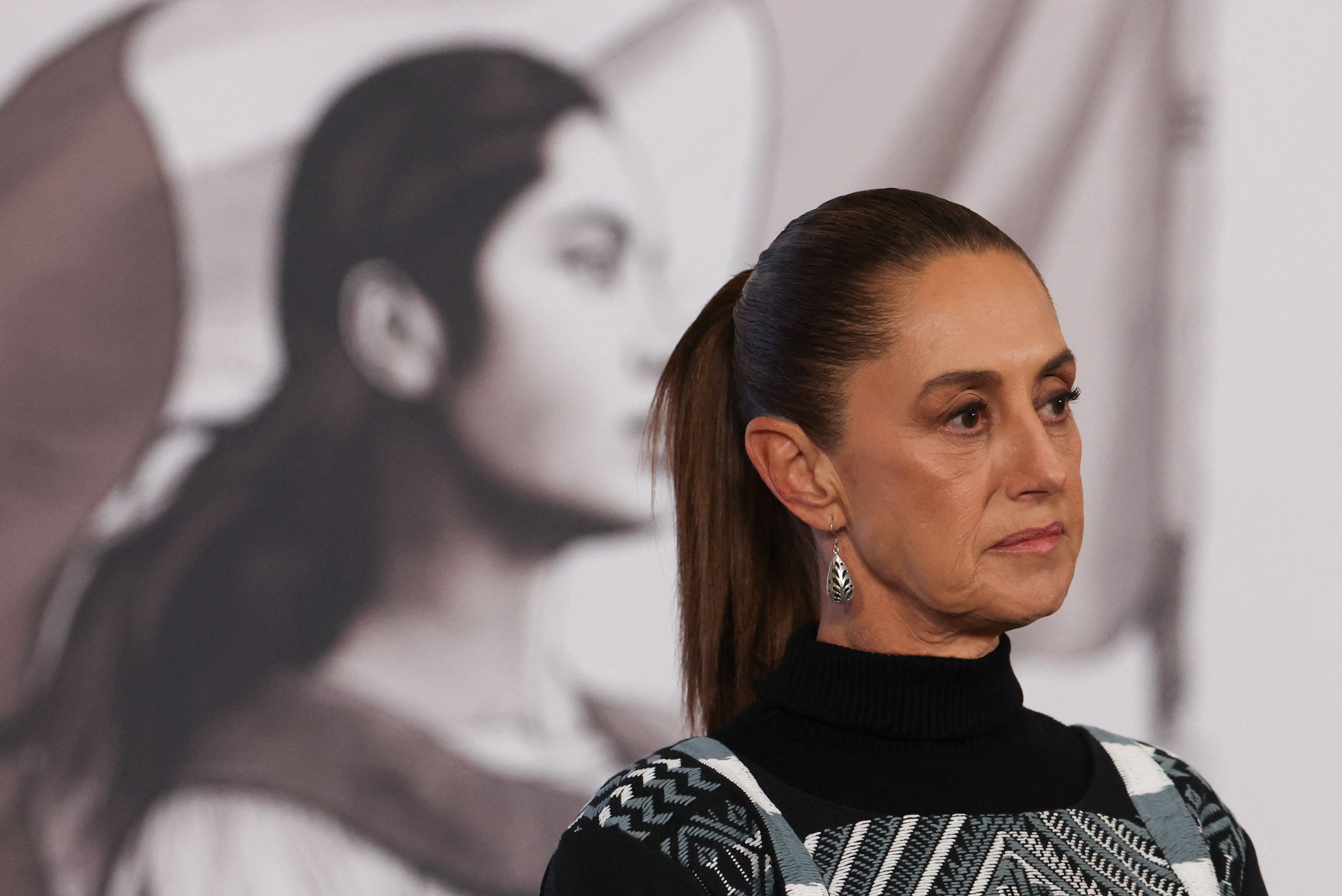 Mexican President Claudia Sheinbaum attends a press conference at the National Palace in Mexico City, Mexico January 27, 2026. REUTERS/Henry Romero