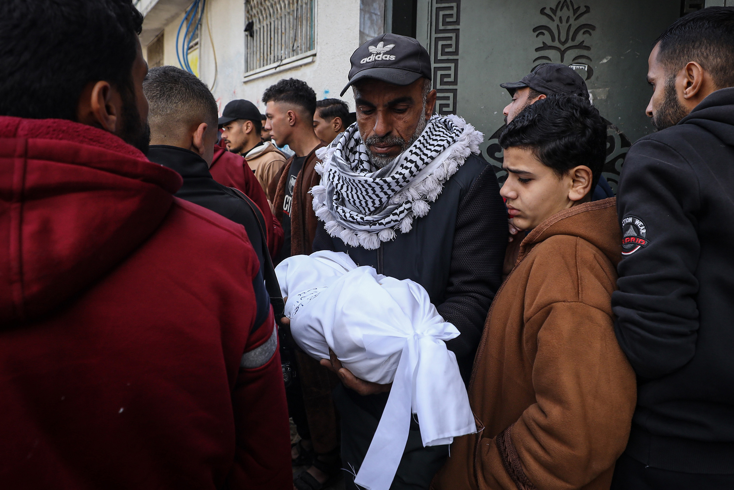 Bodies of seven Palestinians, including children, who lose their lives in an Israeli attack despite the ceasefire, are brought to Al-Shifa Hospital for funeral procedures, in Gaza City, Gaza, on February 04, 2026. [Khames Alrefi/Anadolu Agency]