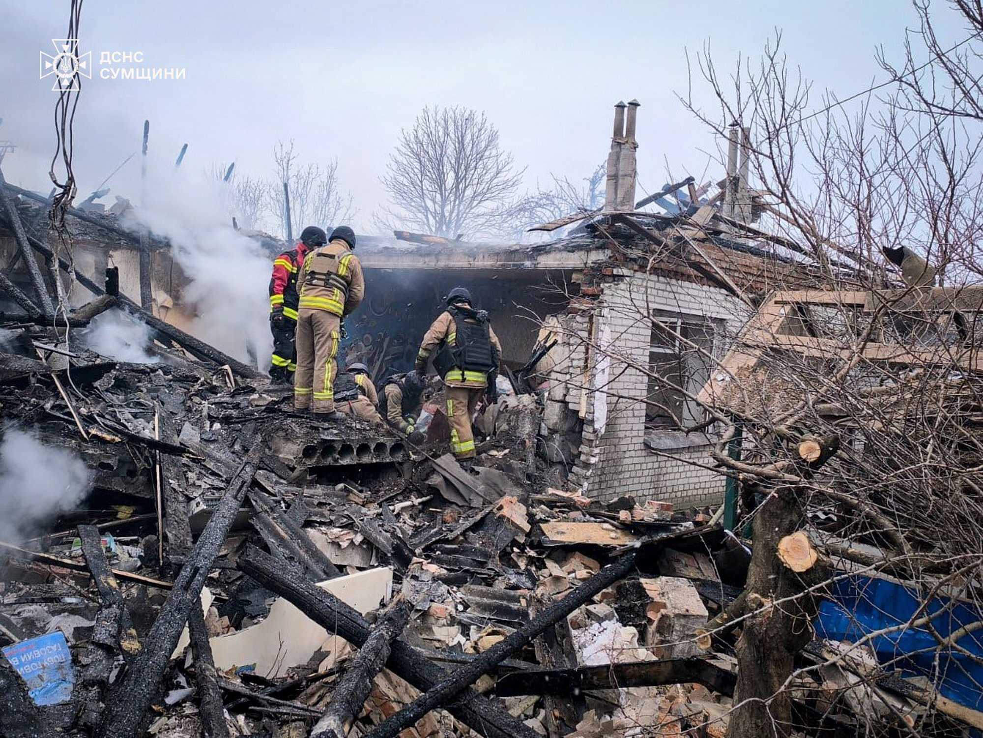 Aftermath of Russian air attack in Sumy region