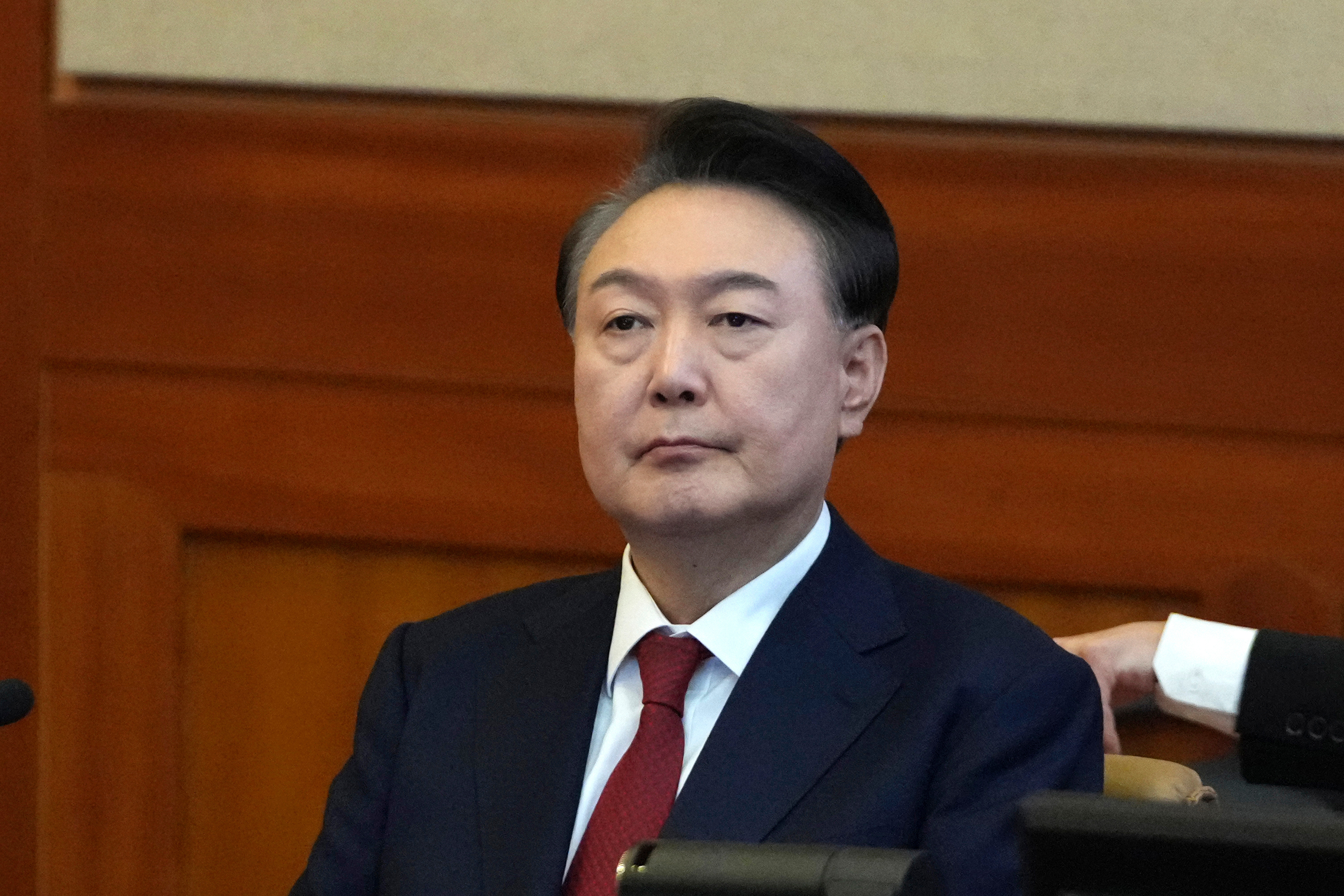 South Korea's impeached President Yoon Suk Yeol attends a hearing of his impeachment trial at the Constitutional Court in Seoul, South Korea
