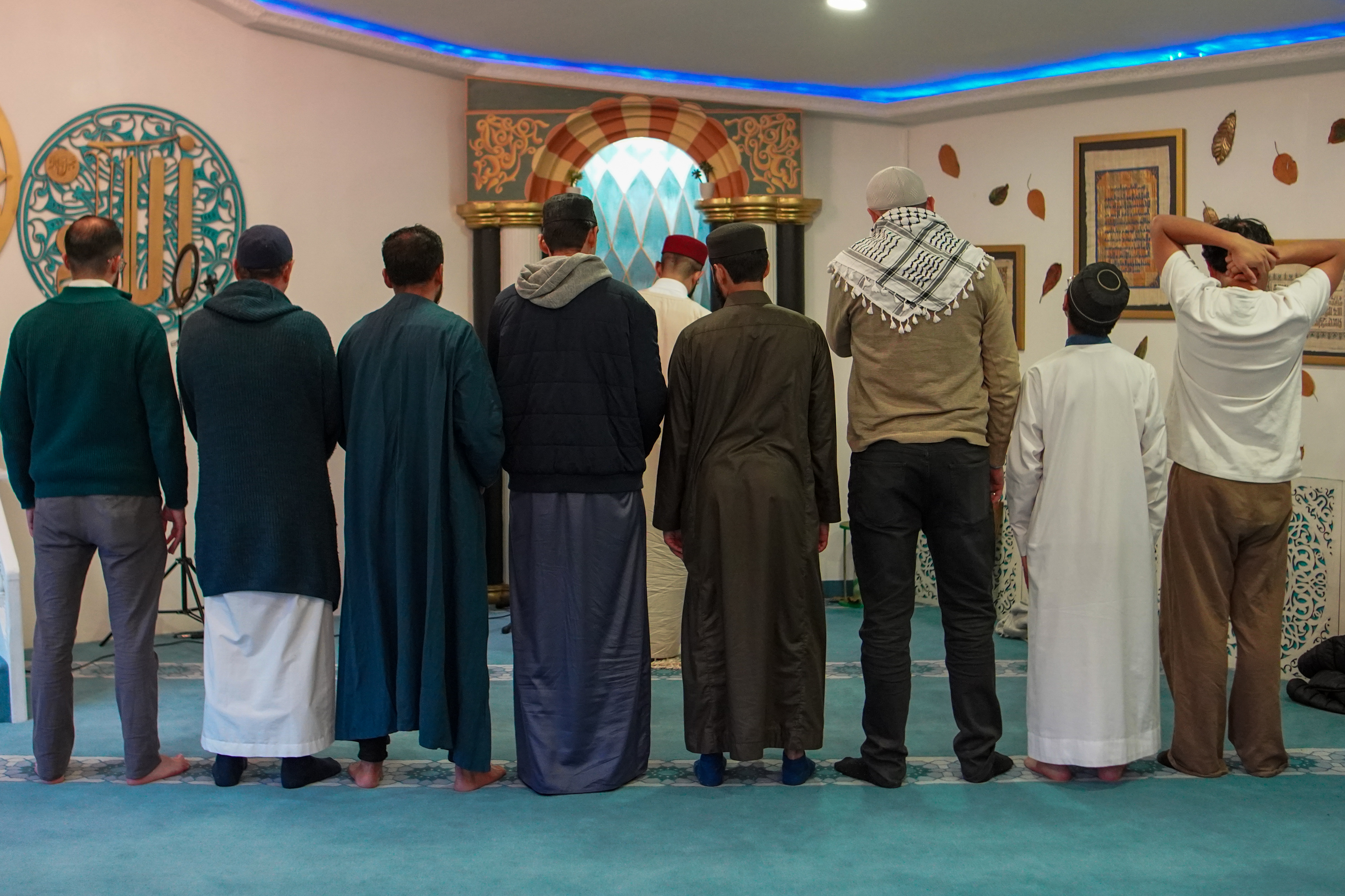 Sheikh Ahmad Qurtubi leads prayers at the Al-Qurtubi Islamic Centre in Bogotá on the first night of Ramadan.
