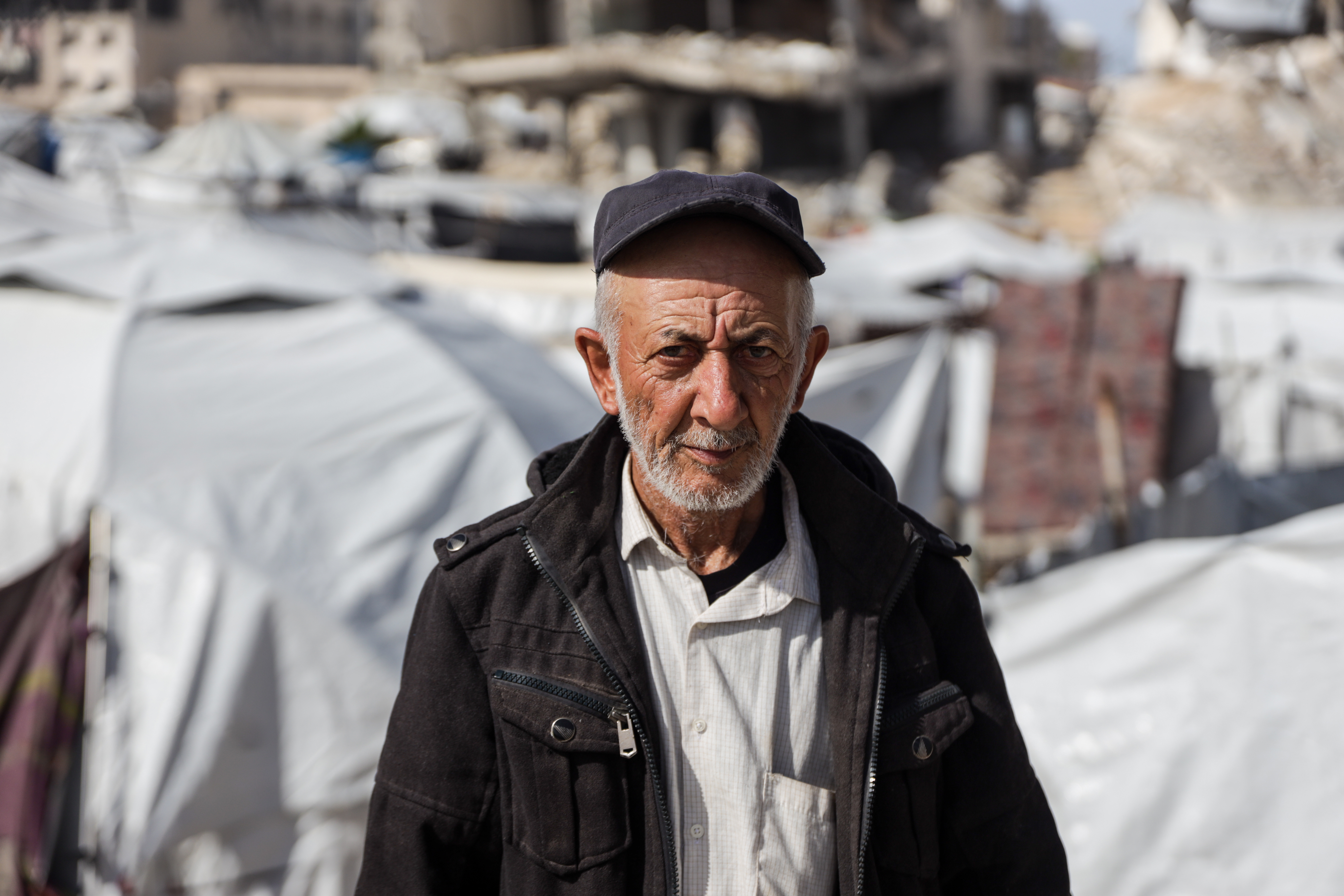 Bashir Hamouda, 68, is currently displaced with his extended family in western Gaza City, after losing access to his agricultural land in eastern Jabalia, now under Israeli military control.