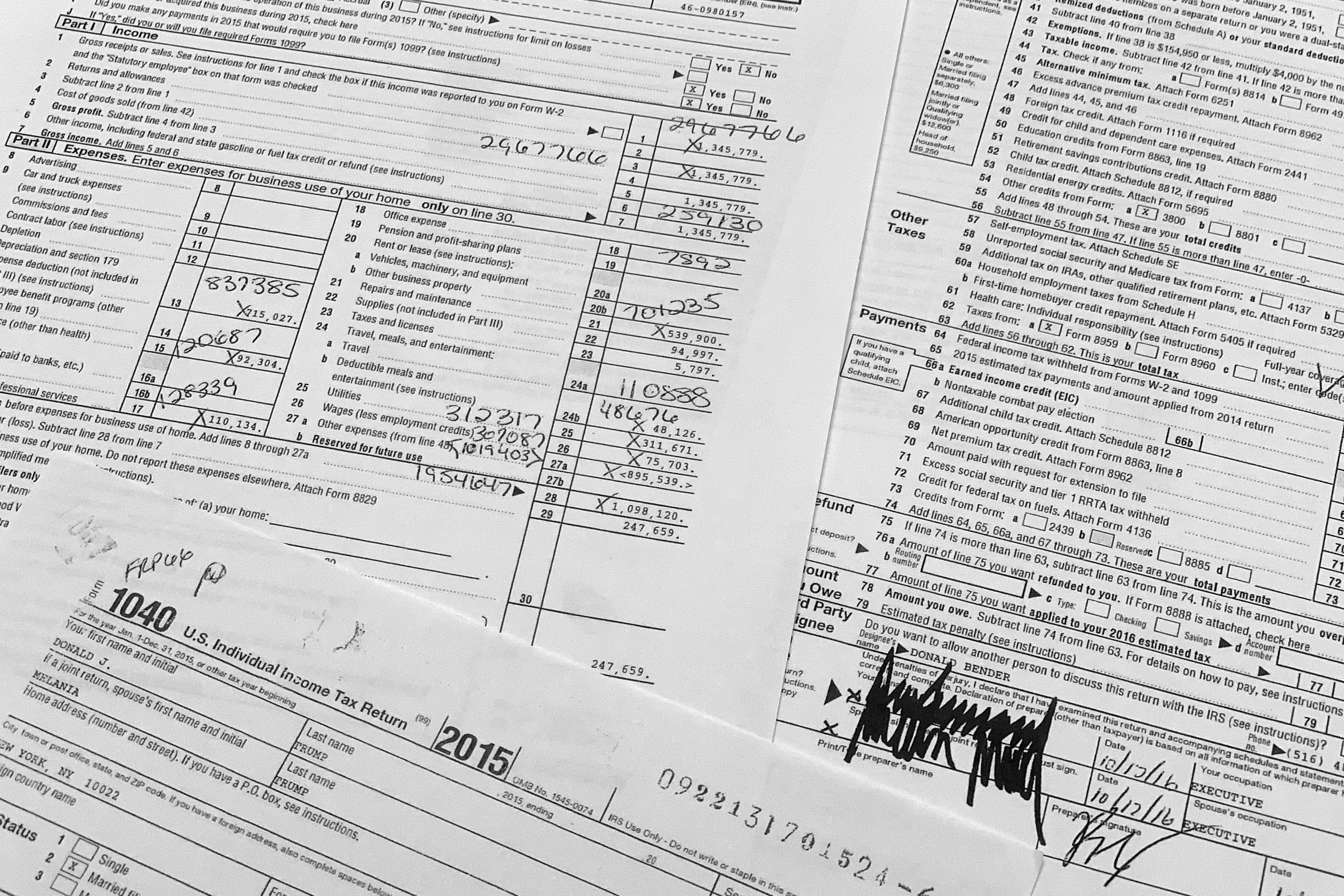Copies of Trump's tax returns