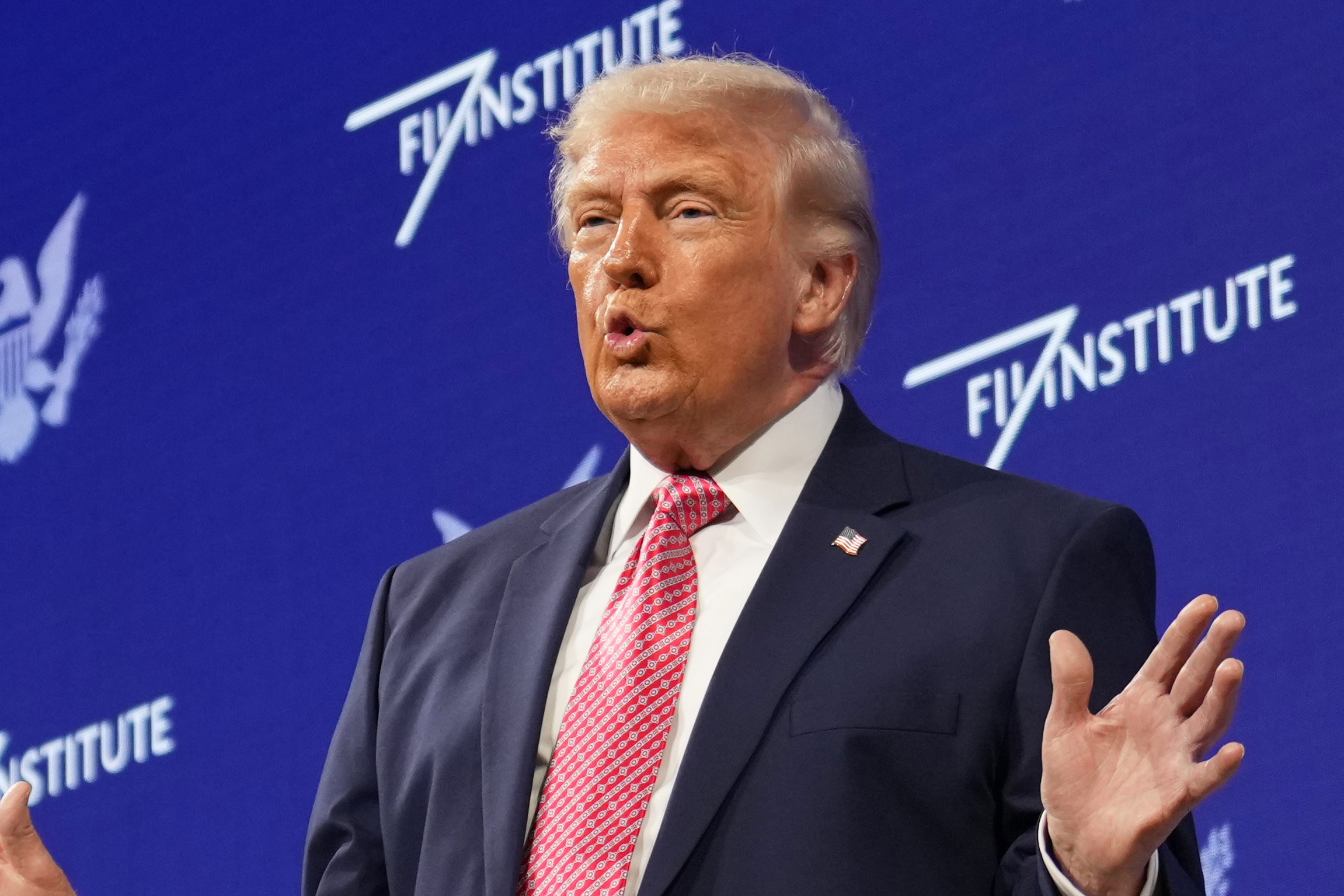 President Donald Trump takes the stage at the Future Investment Initiative Institute's summit, Friday, March 27, 2026, in Miami Beach, Fla. [Mark Schiefelbein/AP Photo]