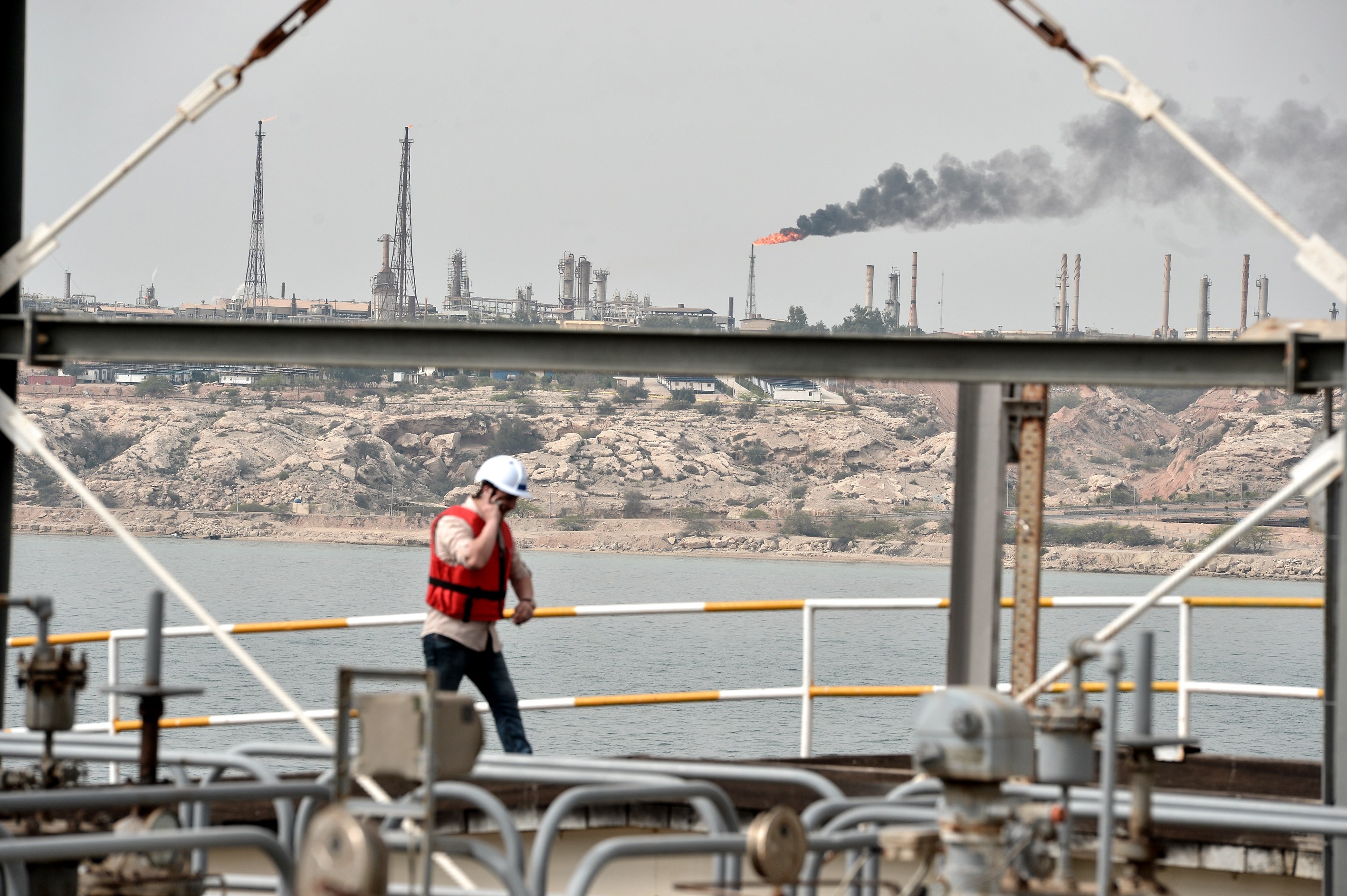 TEHRAN, IRAN - MARCH 12: A general view of the Port of Kharg Island Oil Terminal, 25 km from the Iranian coast in the Persian Gulf and 483 km northwest of the Strait of Hormuz, in Iran on March 12, 2017. Kharg Island Oil Terminal brings Iranian oil to the world market. The oil terminal is the world's largest open oil terminal, with 95% of Iran's crude oil exports coming through it. (Photo by Fatemeh Bahrami/Anadolu Agency/Getty Images)