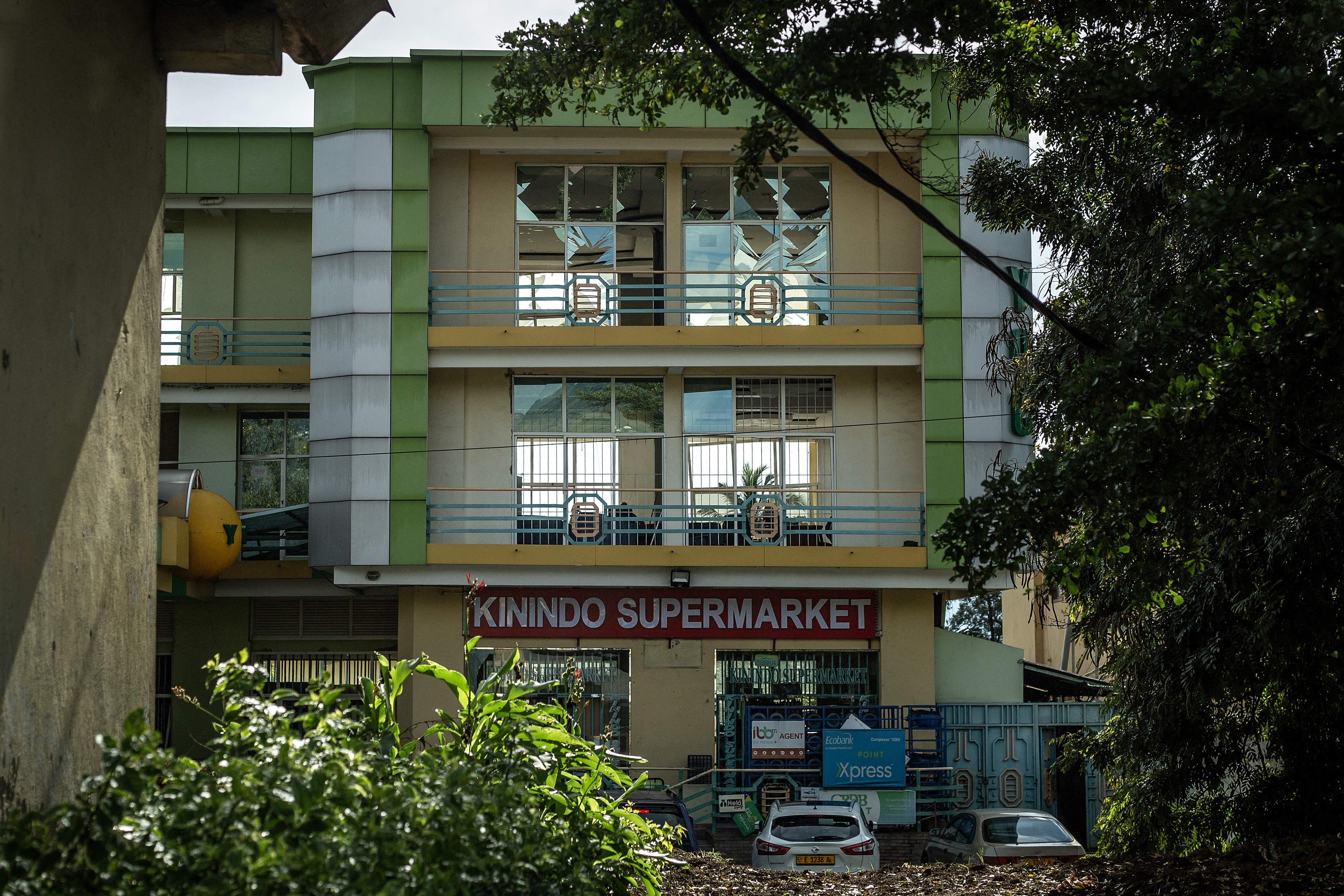 A general view of a building with shattered windows following explosions after a fire at a military arsenal in the Kinindo district of Bujumbura, Burundi on April 1, 2026.