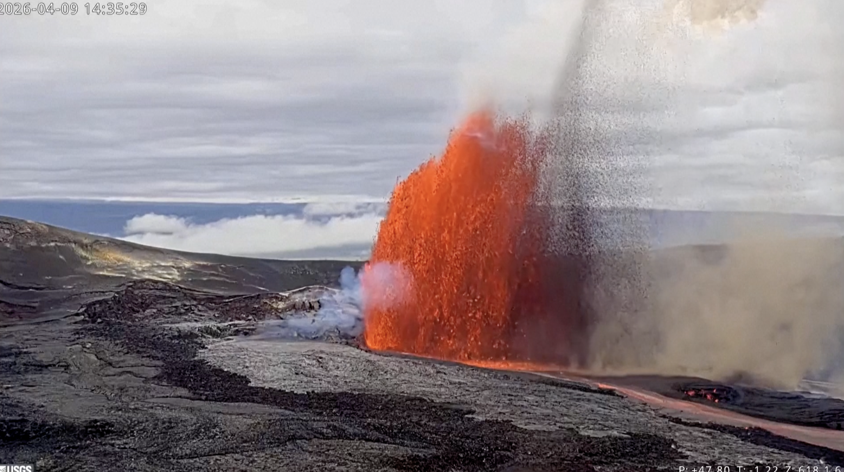 Volcano erupts