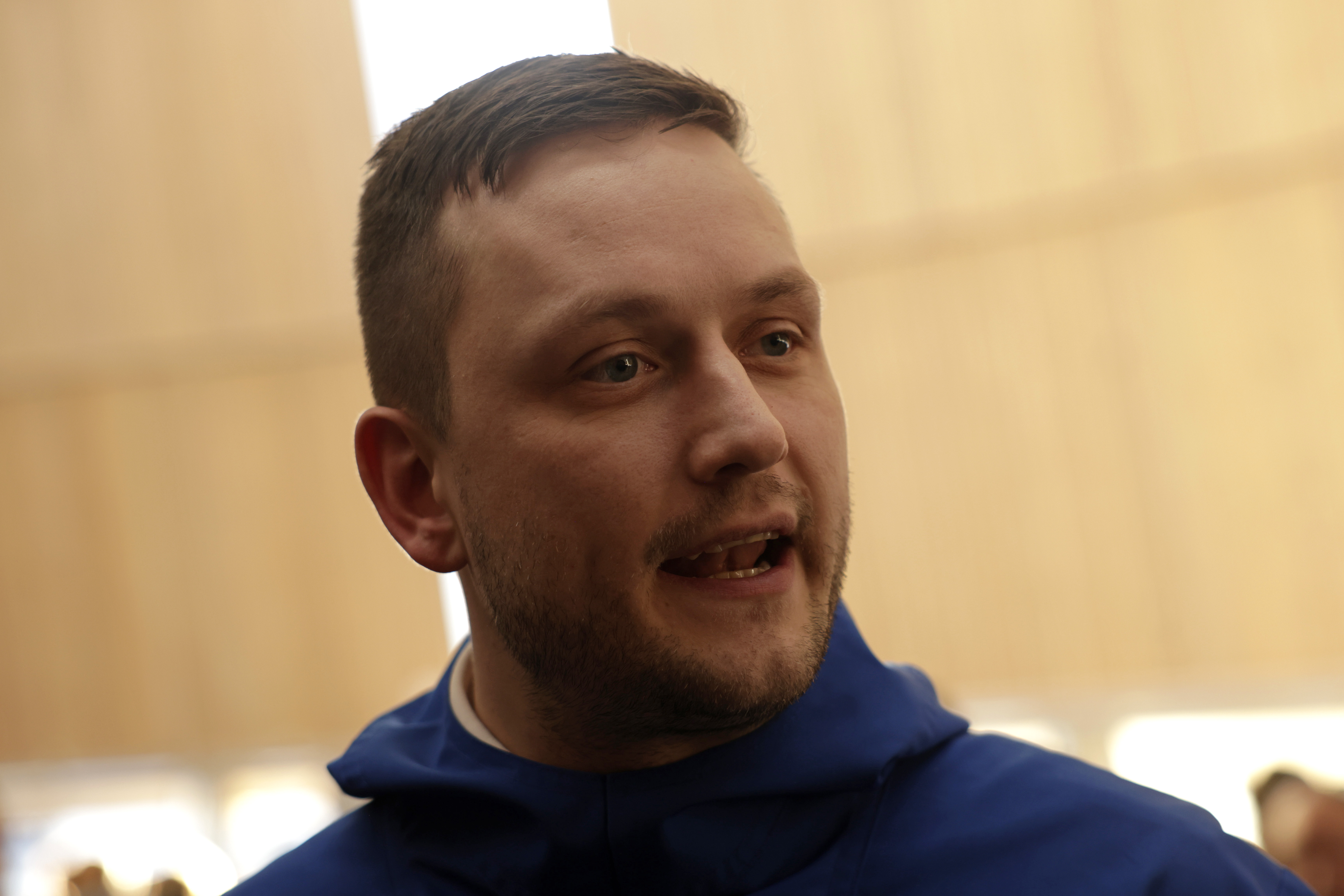 NUUK, GREENLAND - FEBRUARY 18: The Prime Minister of The Government of Greenland, Jens-Frederik Nielsen speaks with the press during a traditional kaffemik at Katuaq, The kaffemik is open to the public and provides The King the opportunity to meet residents of Nuuk, on the first day of King Frederik X's visit to Greenland on February 18, 2026 in Nuuk, Greenland. (Photo by Christian Klindt Sølbeck/Getty Images)