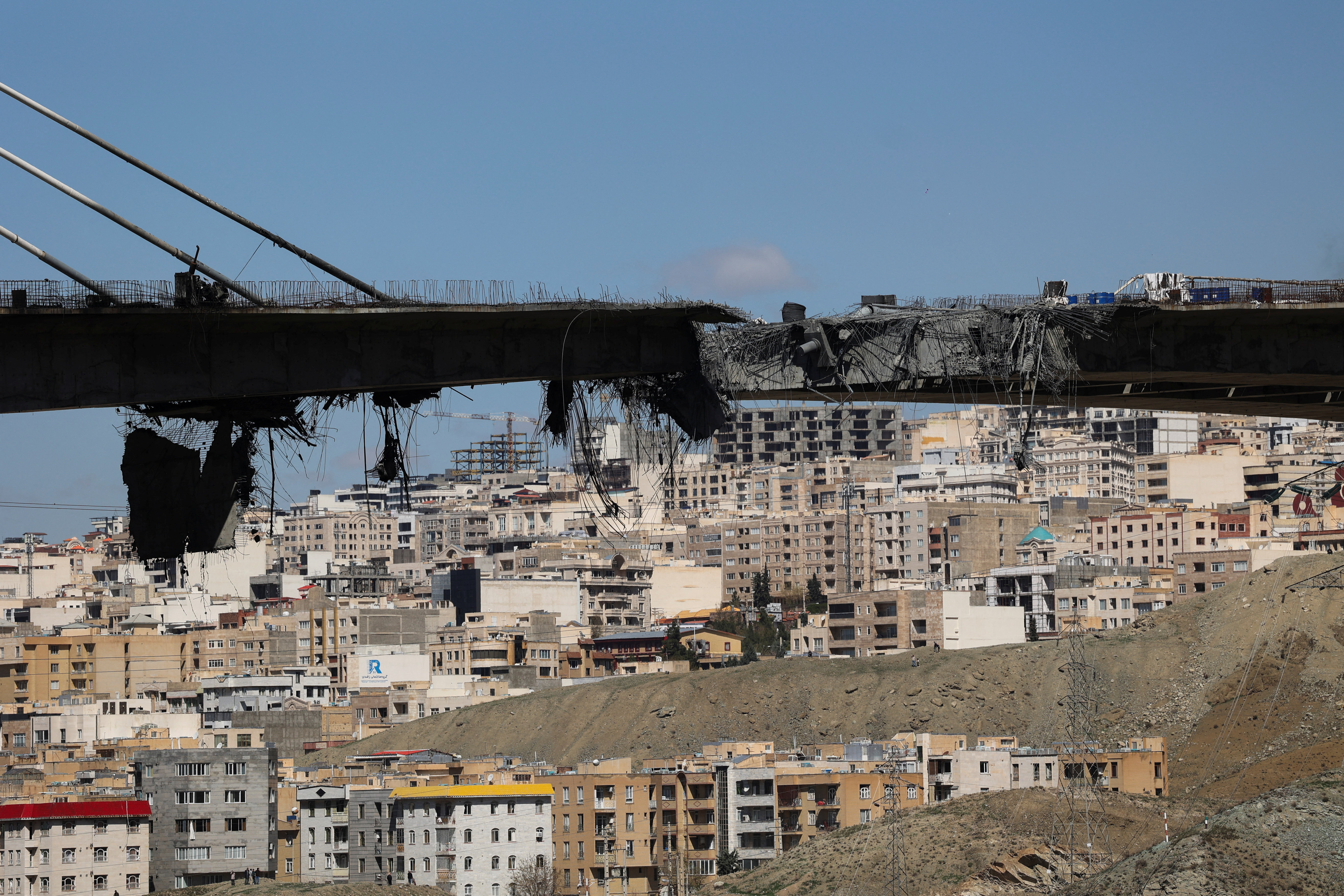 The B1 bridge damaged by a strike, as the U.S.-Israeli conflict with Iran continues, in Karaj, Iran, April 3, 2026. Majid Asgaripour/WANA (West Asia News Agency) via REUTERS ATTENTION EDITORS - THIS PICTURE WAS PROVIDED BY A THIRD PARTY