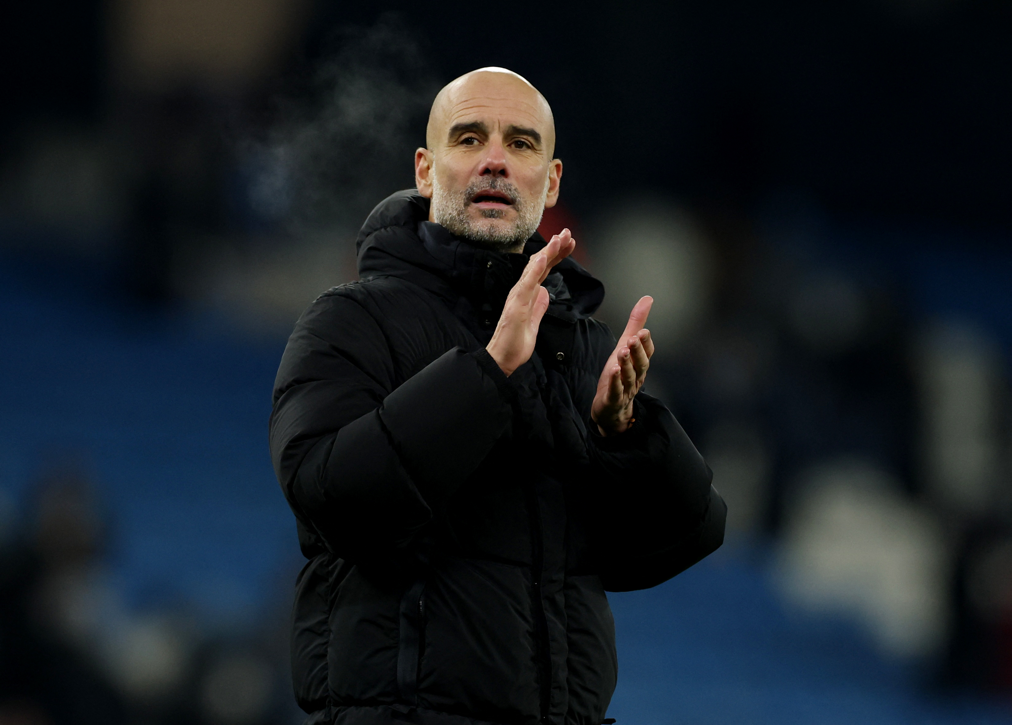 Soccer Football - Premier League - Manchester City v Chelsea - Etihad Stadium, Manchester, Britain - January 4, 2026 Manchester City manager Pep Guardiola after the match REUTERS/Phil Noble EDITORIAL USE ONLY. NO USE WITH UNAUTHORIZED AUDIO, VIDEO, DATA, FIXTURE LISTS, CLUB/LEAGUE LOGOS OR 'LIVE' SERVICES. ONLINE IN-MATCH USE LIMITED TO 120 IMAGES, NO VIDEO EMULATION. NO USE IN BETTING, GAMES OR SINGLE CLUB/LEAGUE/PLAYER PUBLICATIONS. PLEASE CONTACT YOUR ACCOUNT REPRESENTATIVE FOR FURTHER DETAILS..